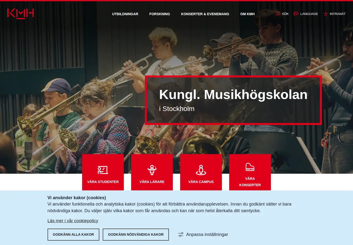 Captured homepage of kmh.se in the current scan