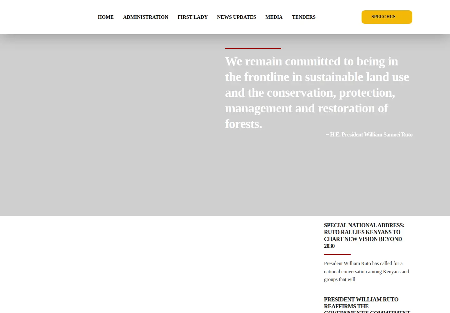 Captured homepage of president.go.ke in the current scan