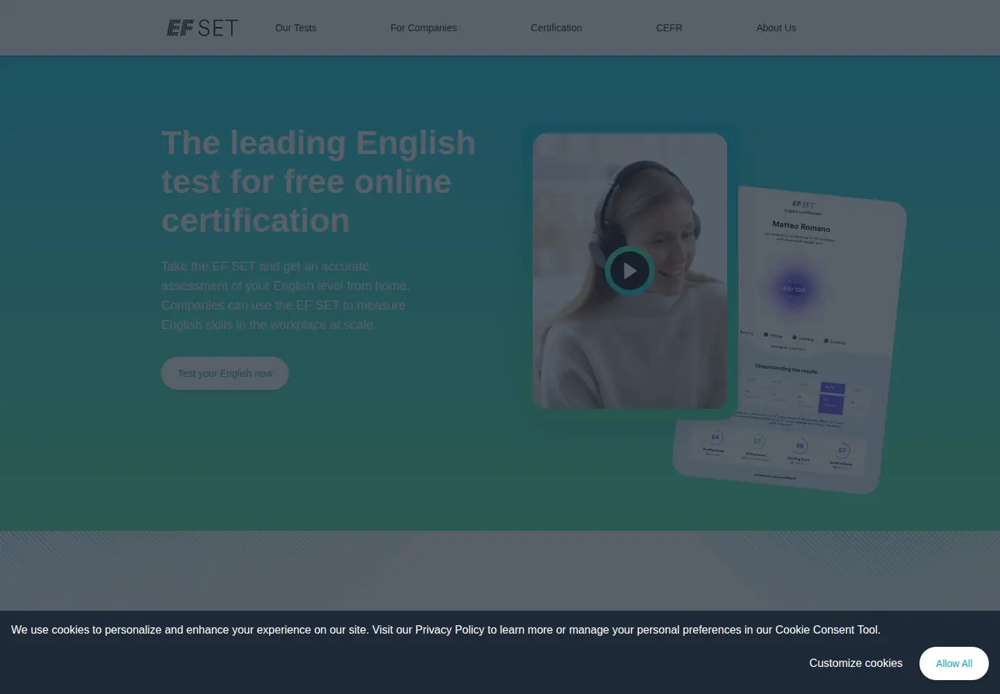 Captured homepage of efset.org in the current scan