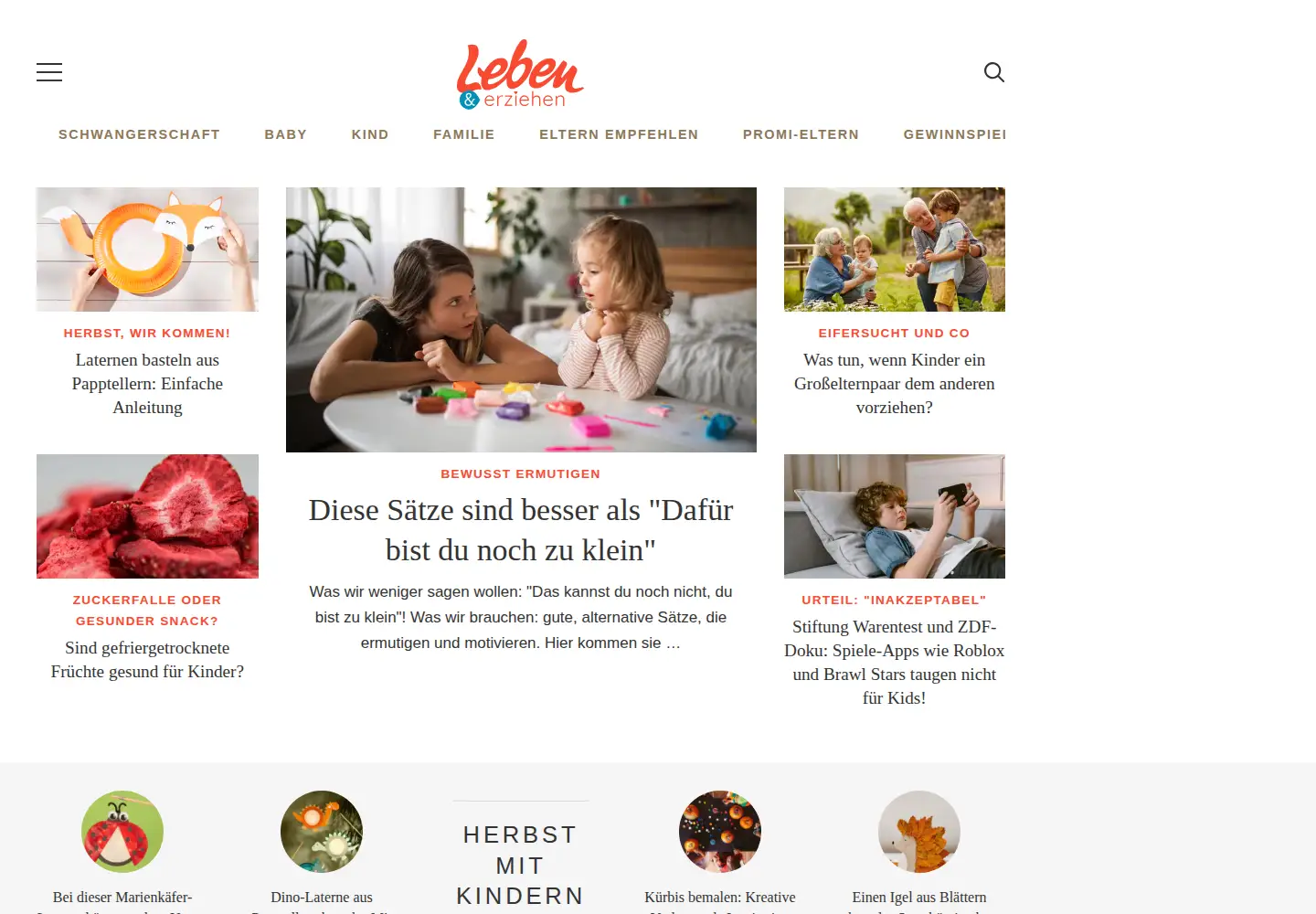 Screenshot of leben-und-erziehen.de