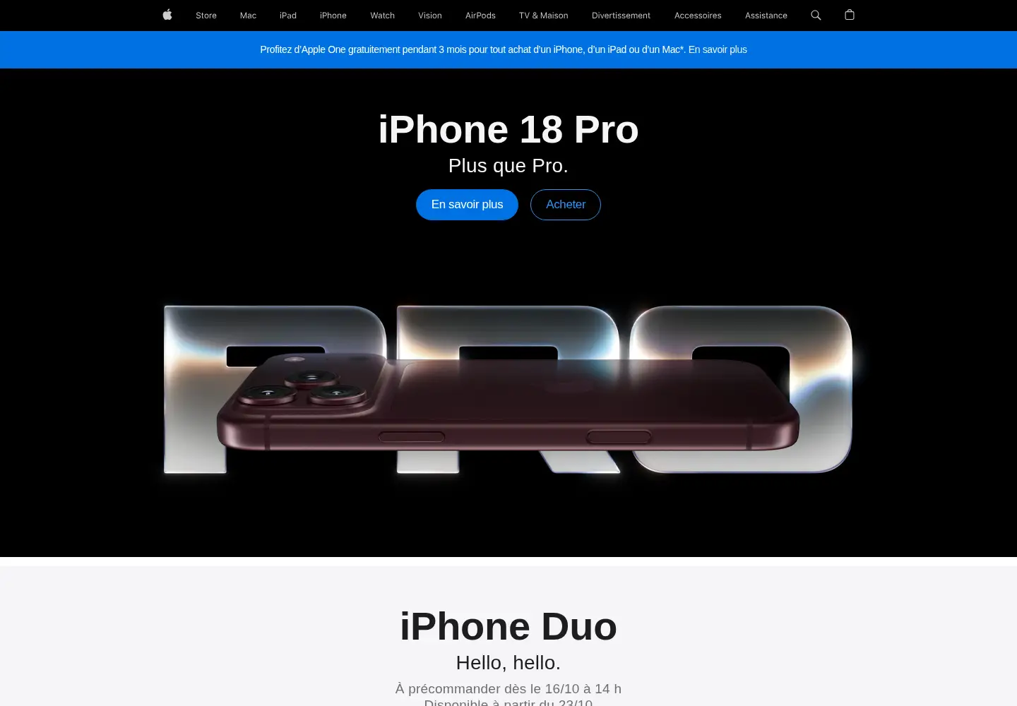 Captured homepage of apple.fr in the current scan