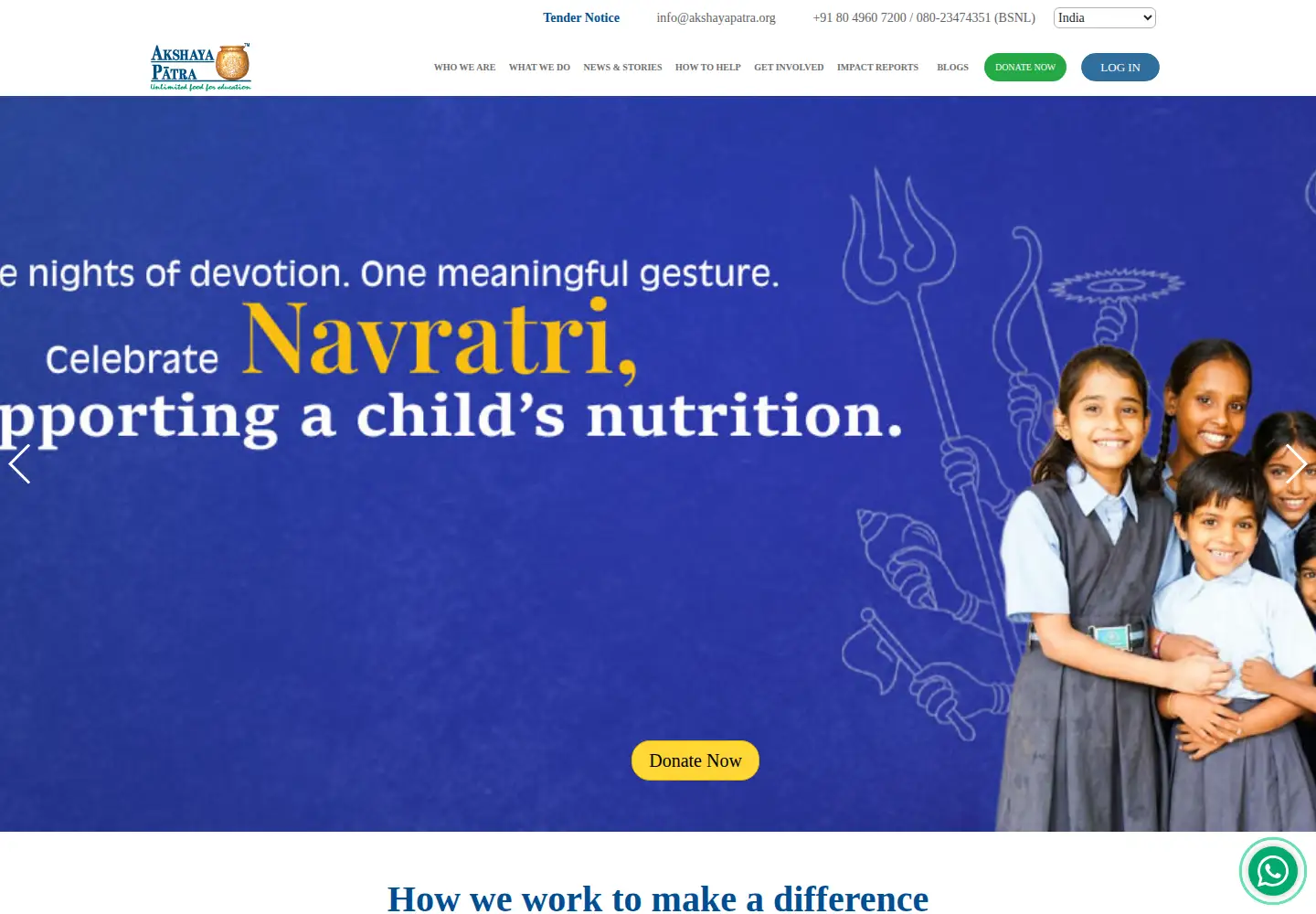 Screenshot of akshayapatra.org
