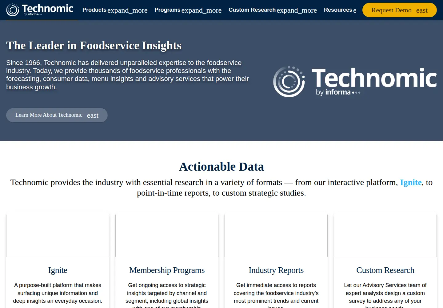 Captured homepage of technomic.com in the current scan