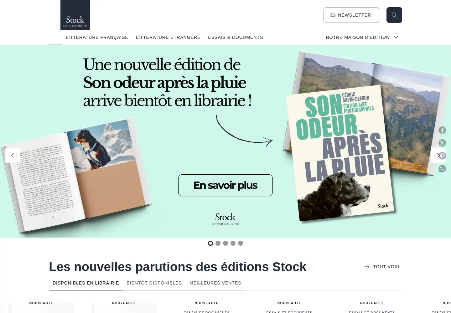 Captured homepage of editions-stock.fr in the current scan