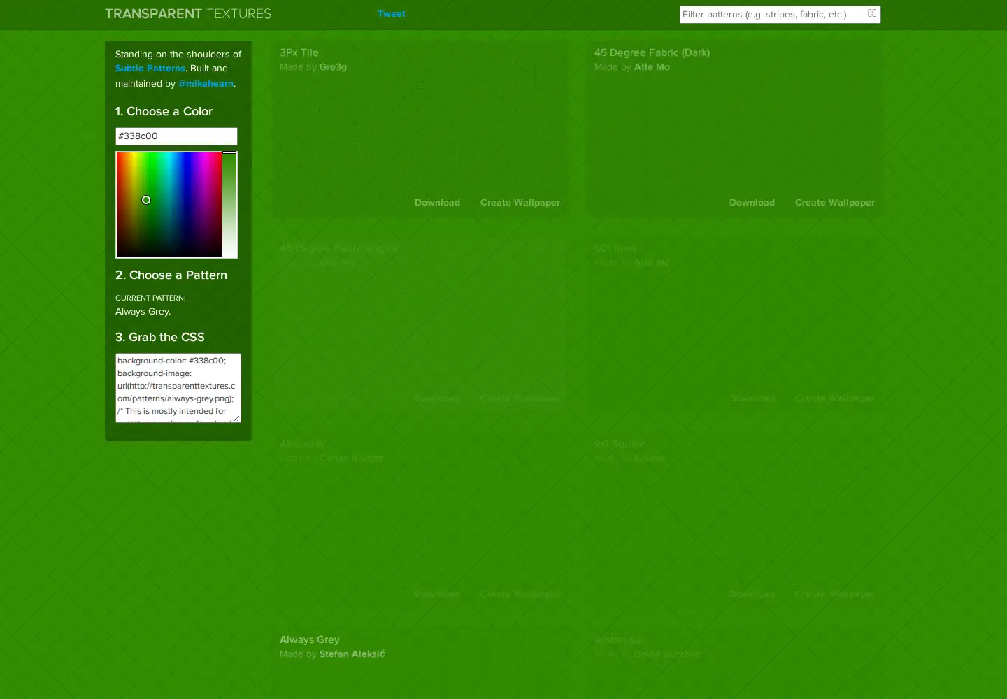 Captured homepage of transparenttextures.com in the current scan