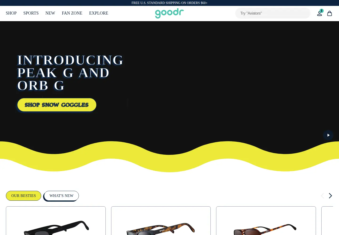 Screenshot of goodr.com