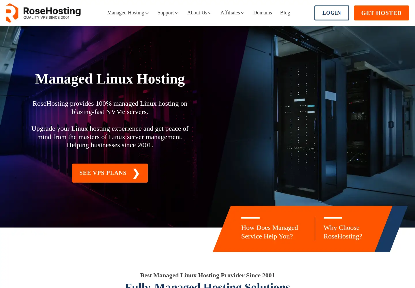 Captured homepage of rosehosting.com in the current scan