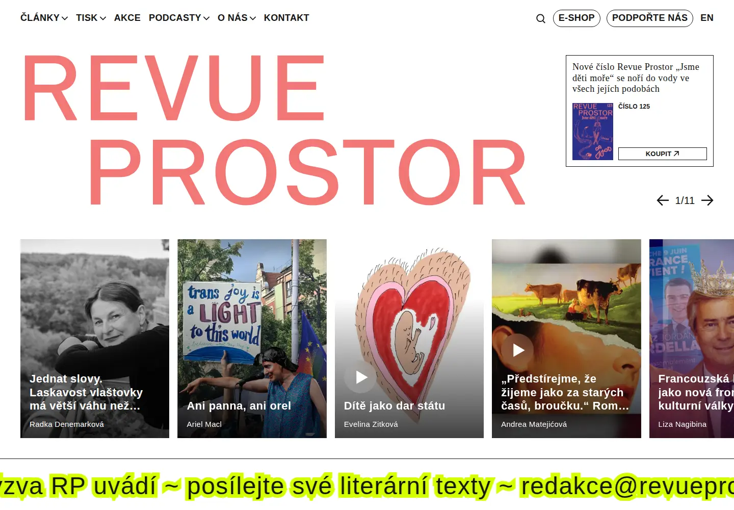 Captured homepage of revueprostor.cz in the current scan