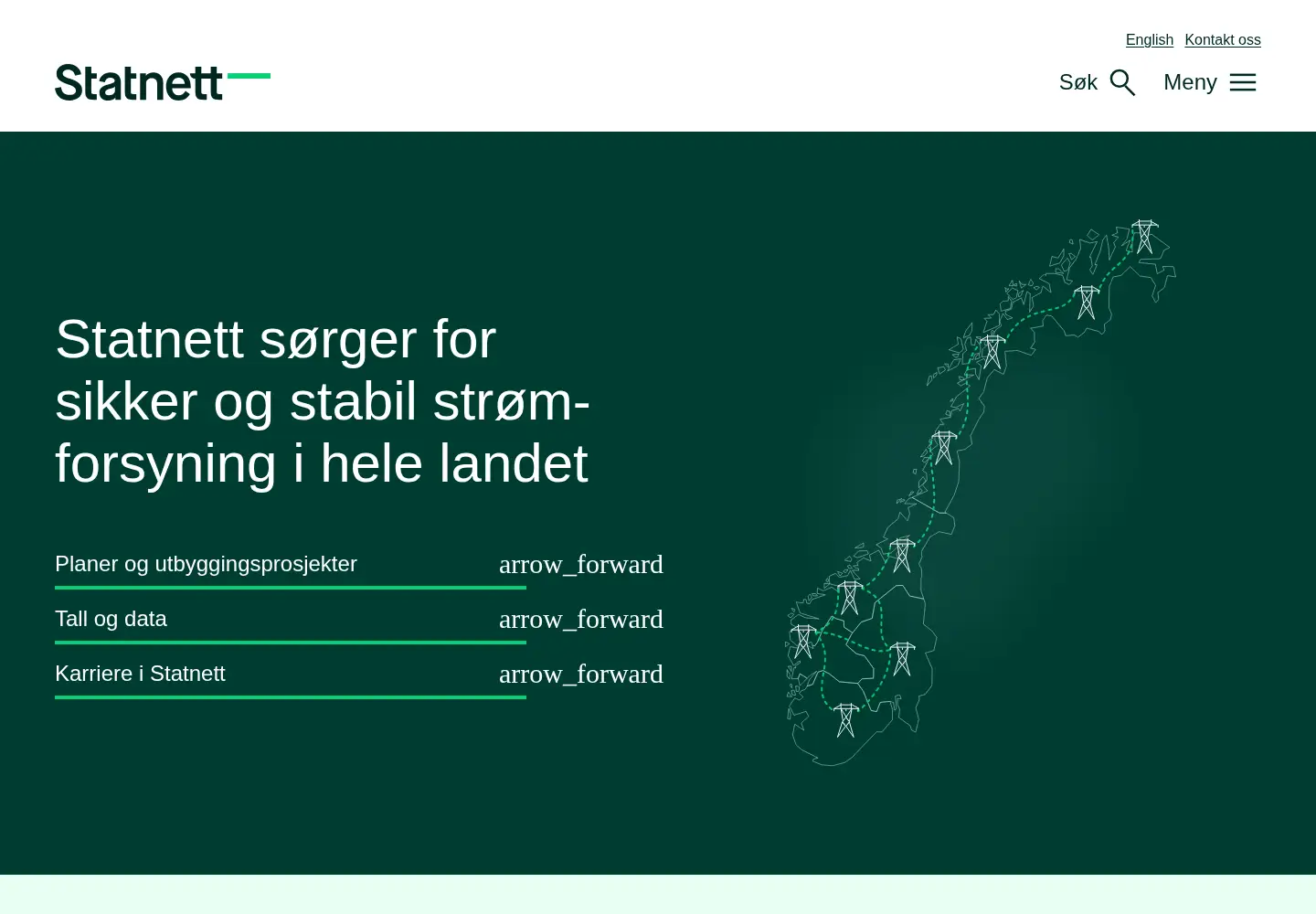 Captured homepage of statnett.no in the current scan