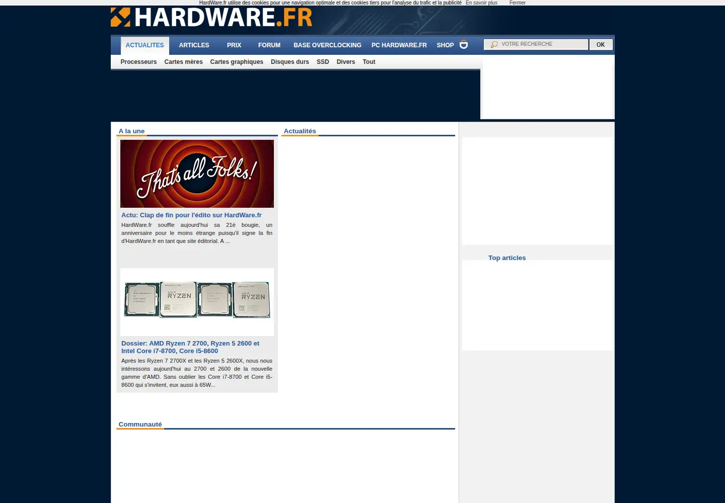 Screenshot of hardware.fr