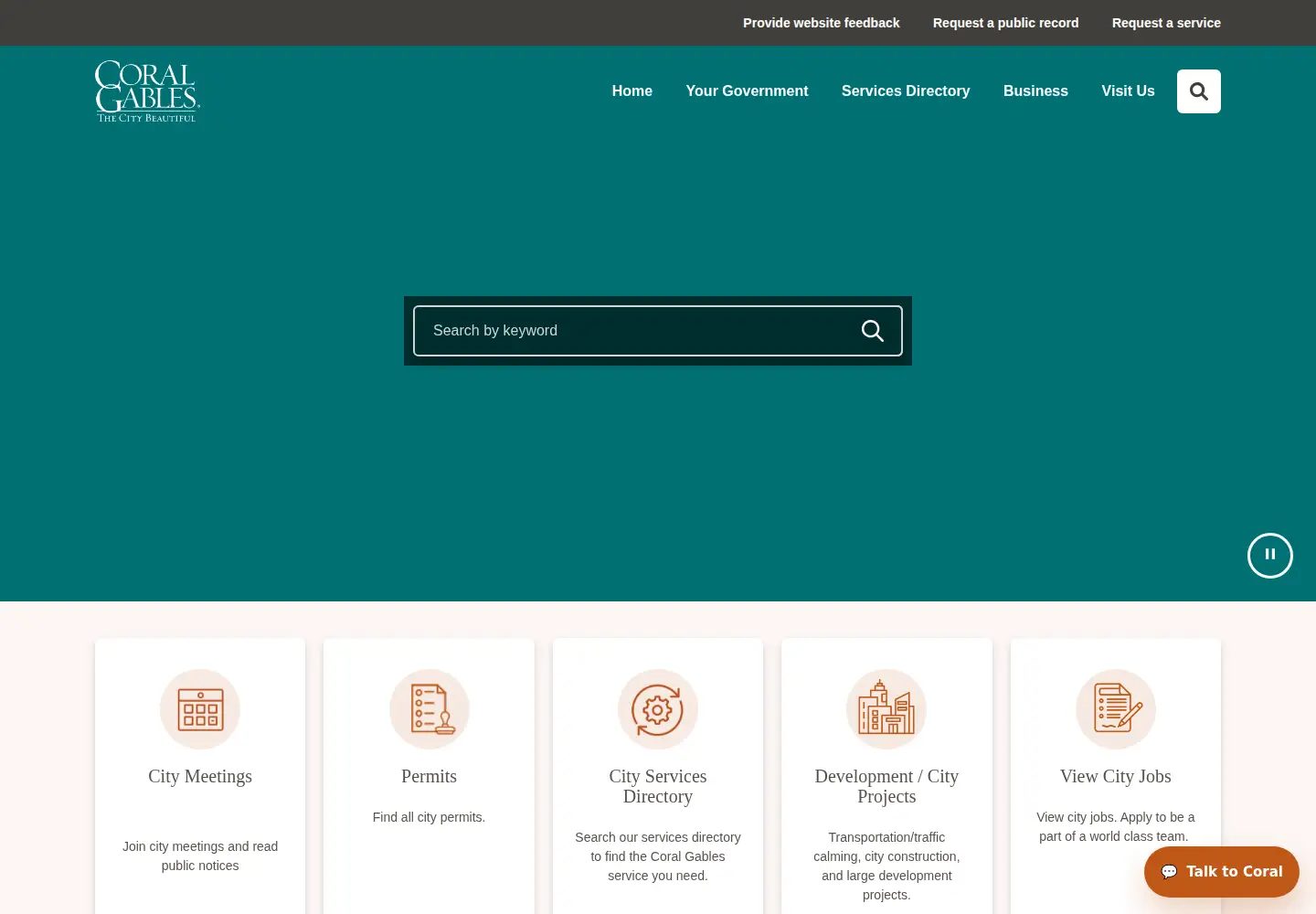 Screenshot of coralgables.com