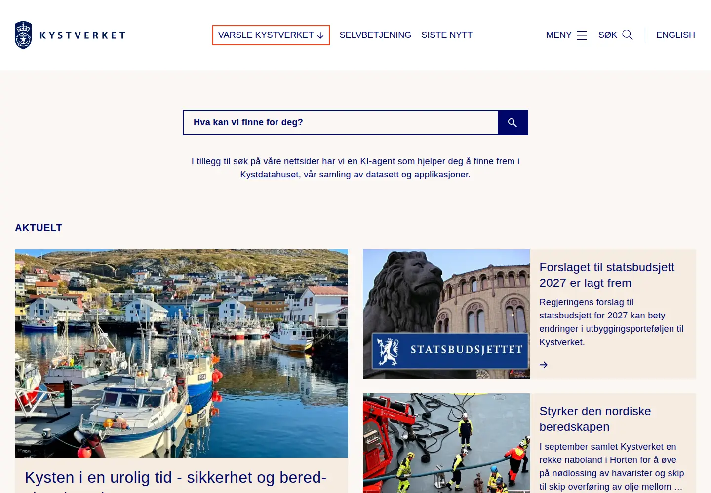 Screenshot of kystverket.no