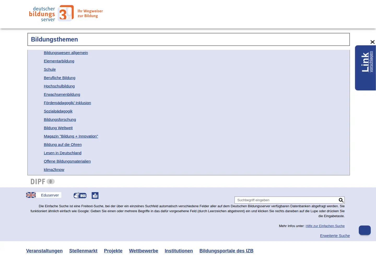 Captured homepage of bildungsserver.de in the current scan