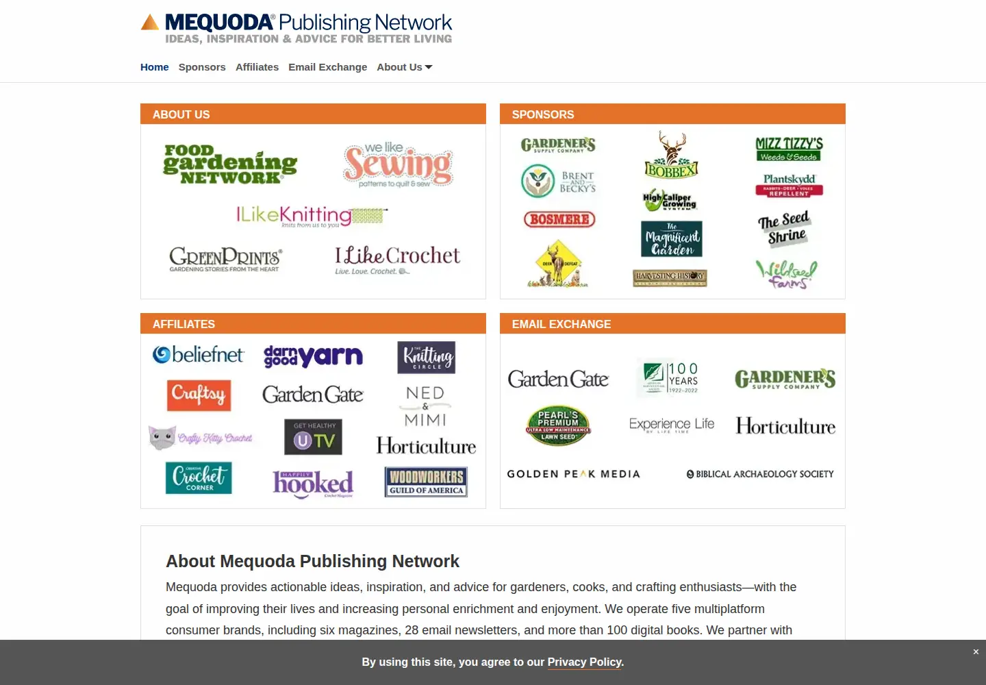 Captured homepage of mequoda.com in the current scan