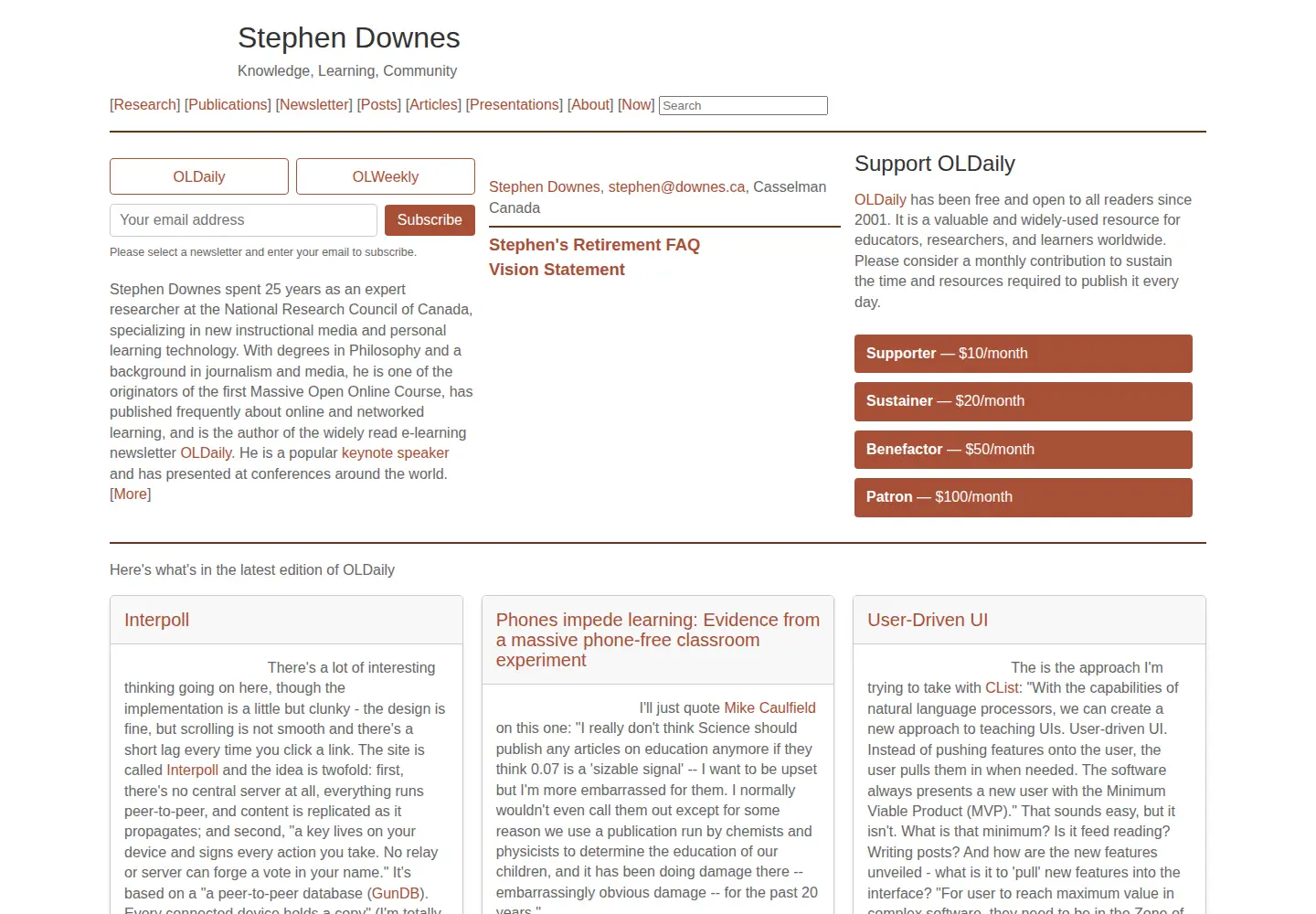 Screenshot of downes.ca
