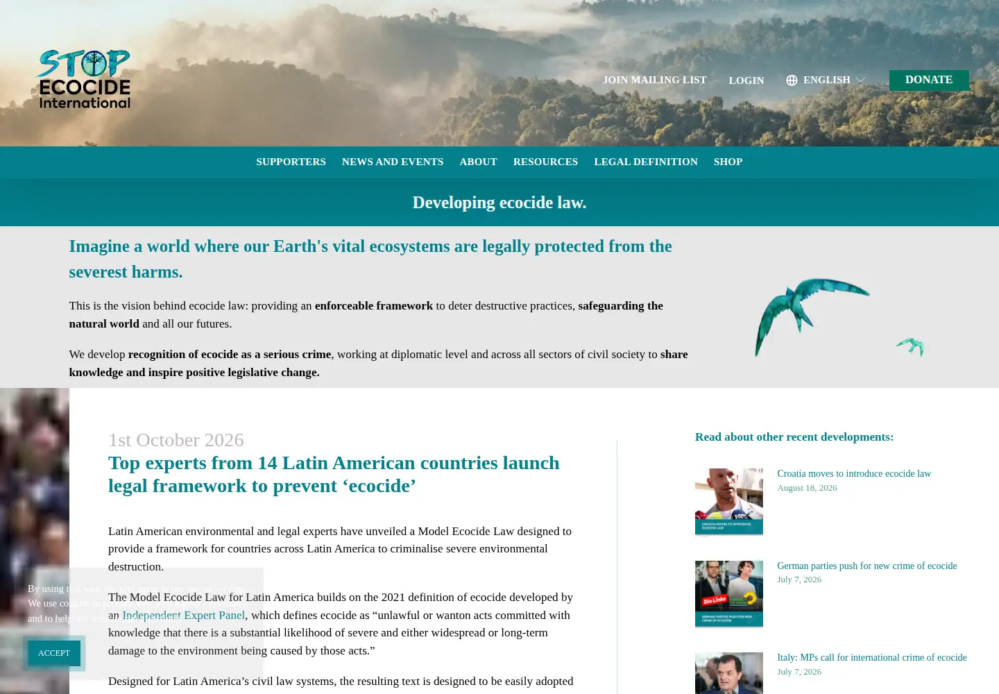 Screenshot of stopecocide.earth