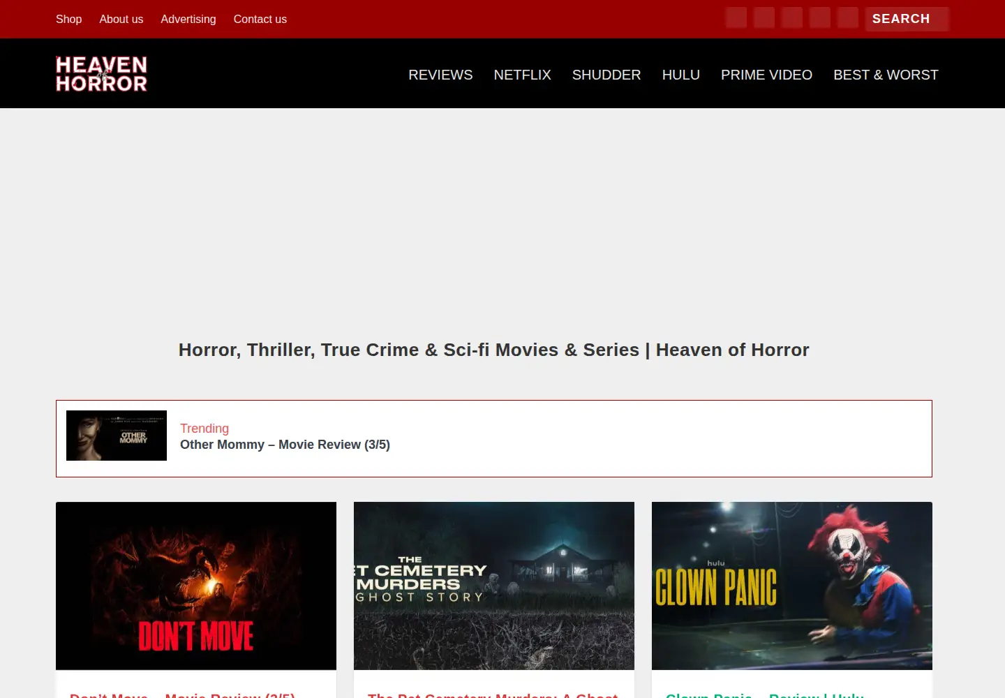 Screenshot of heavenofhorror.com