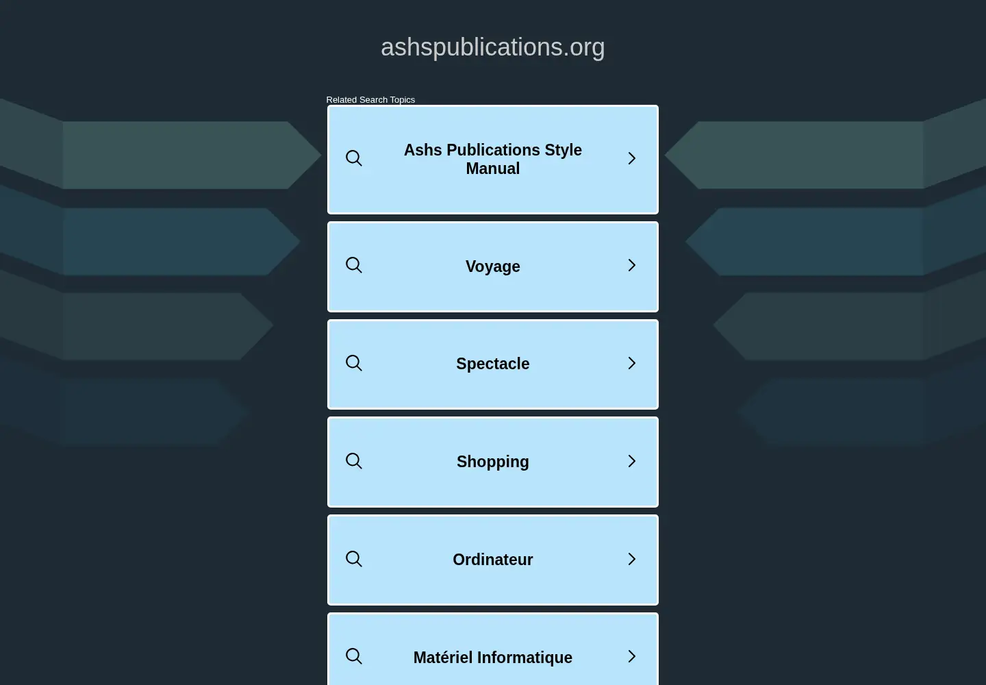 Captured homepage of ashspublications.org in the current scan