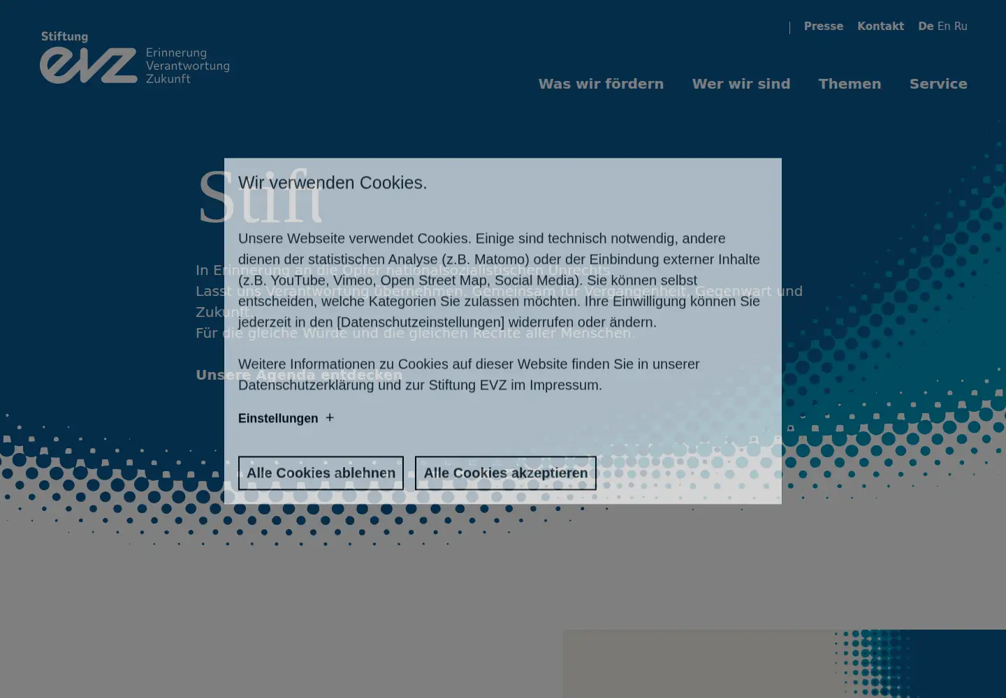 Screenshot of stiftung-evz.de