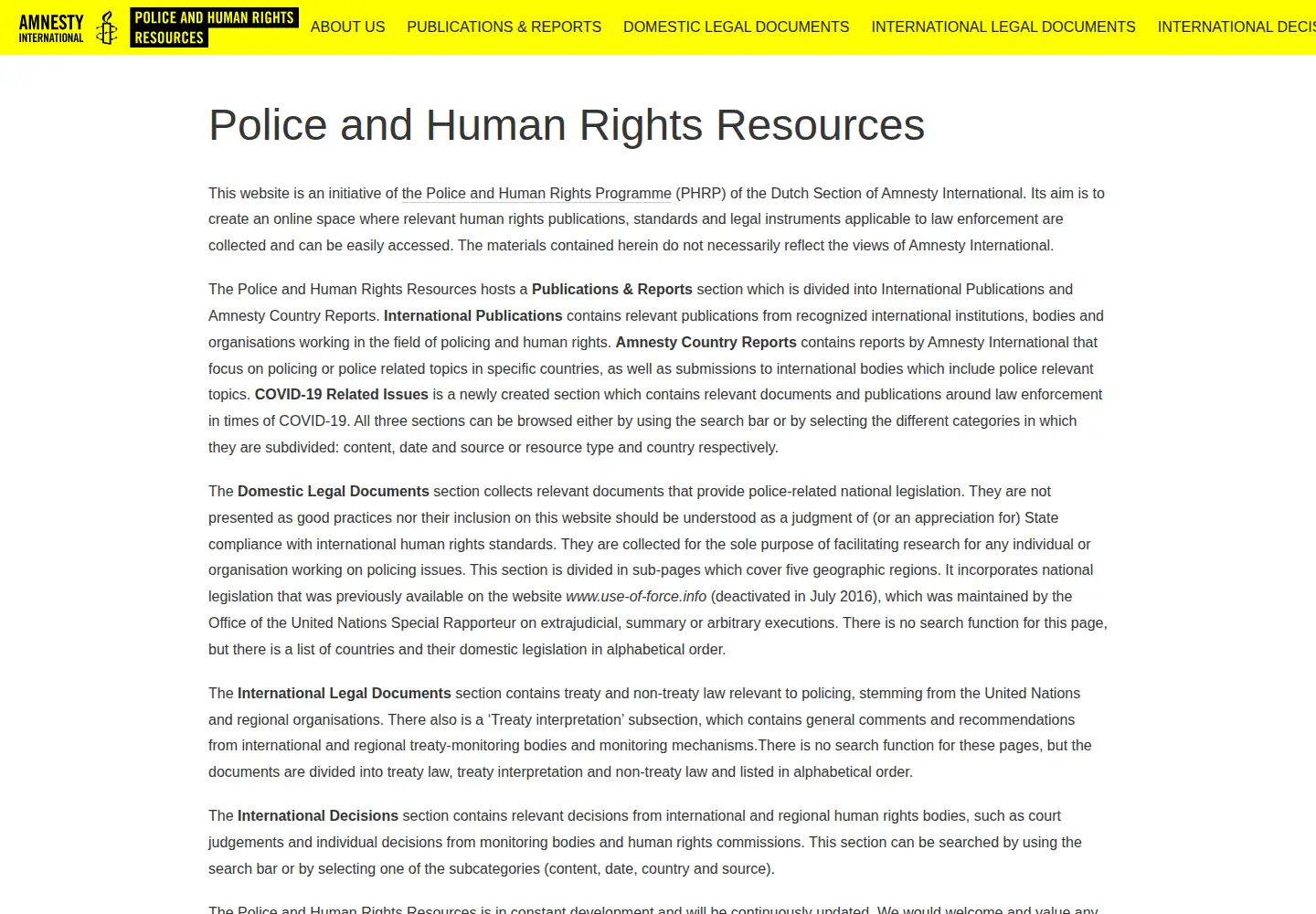 Screenshot of policehumanrightsresources.org