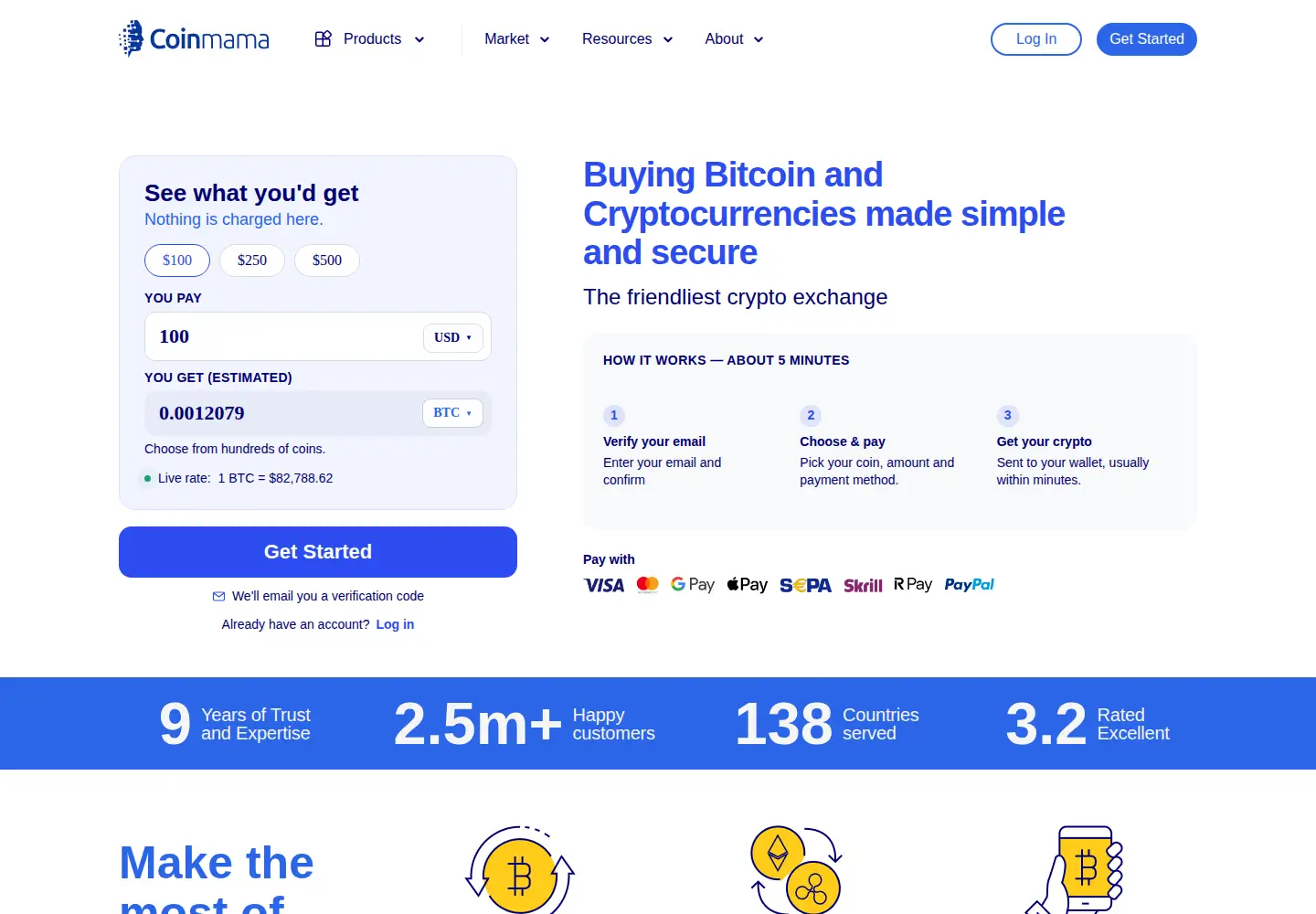 Screenshot of coinmama.com