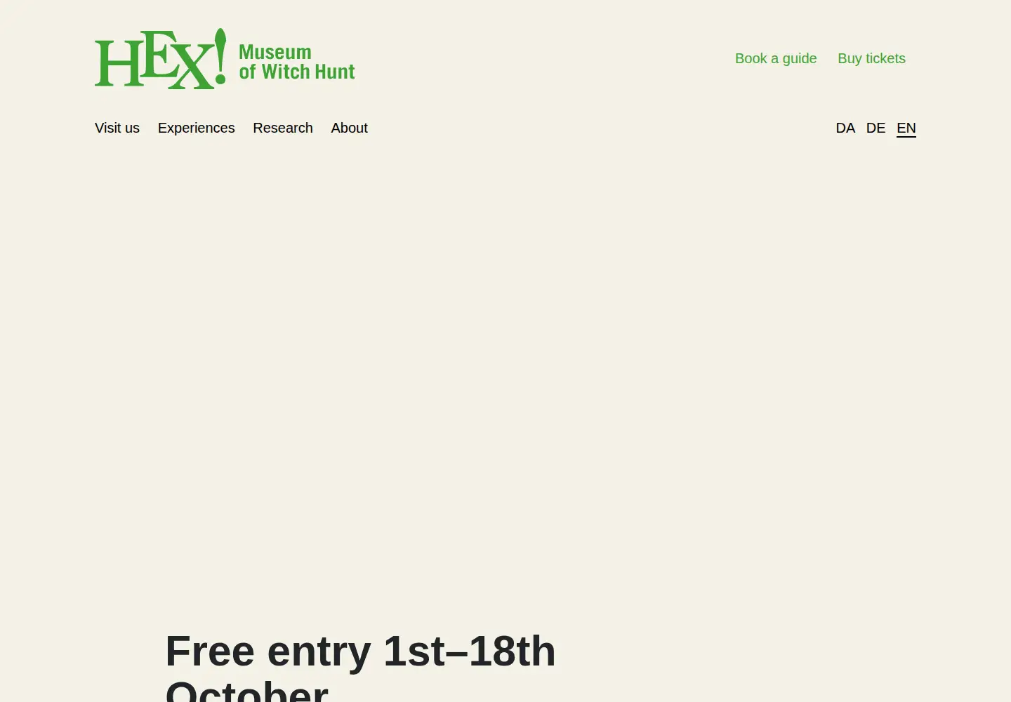 Captured homepage of hexmuseum.dk in the current scan