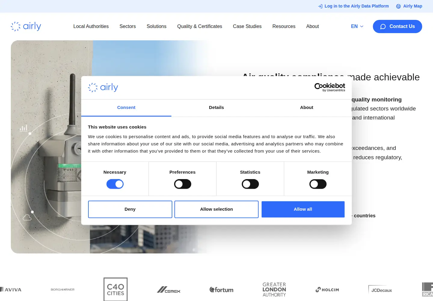 Captured homepage of airly.org in the current scan