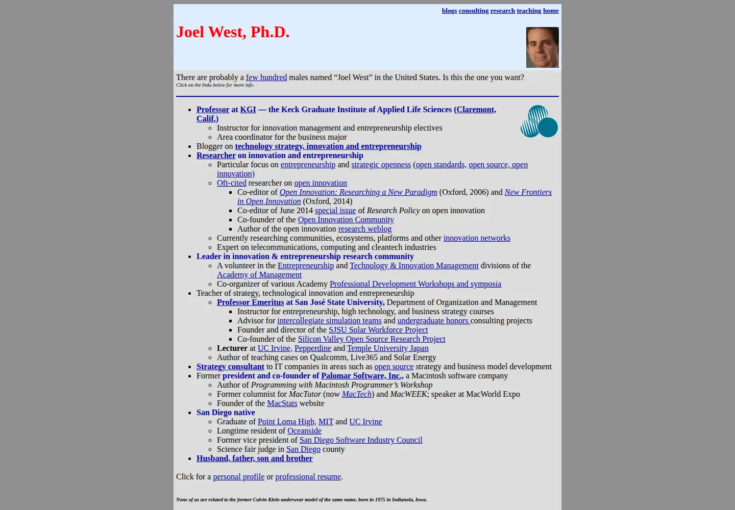 Screenshot of joelwest.org