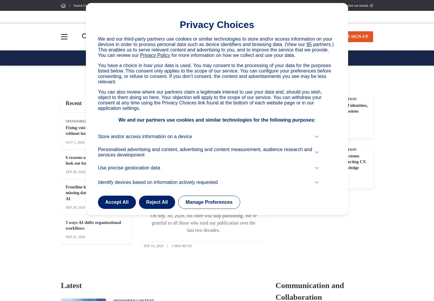 Screenshot of nojitter.com
