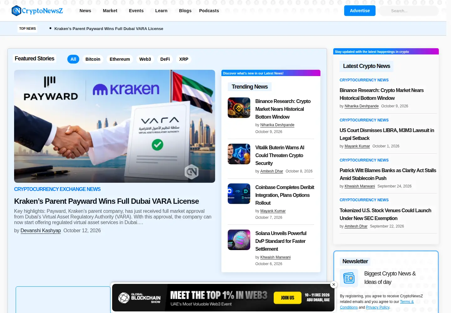 Screenshot of cryptonewsz.com