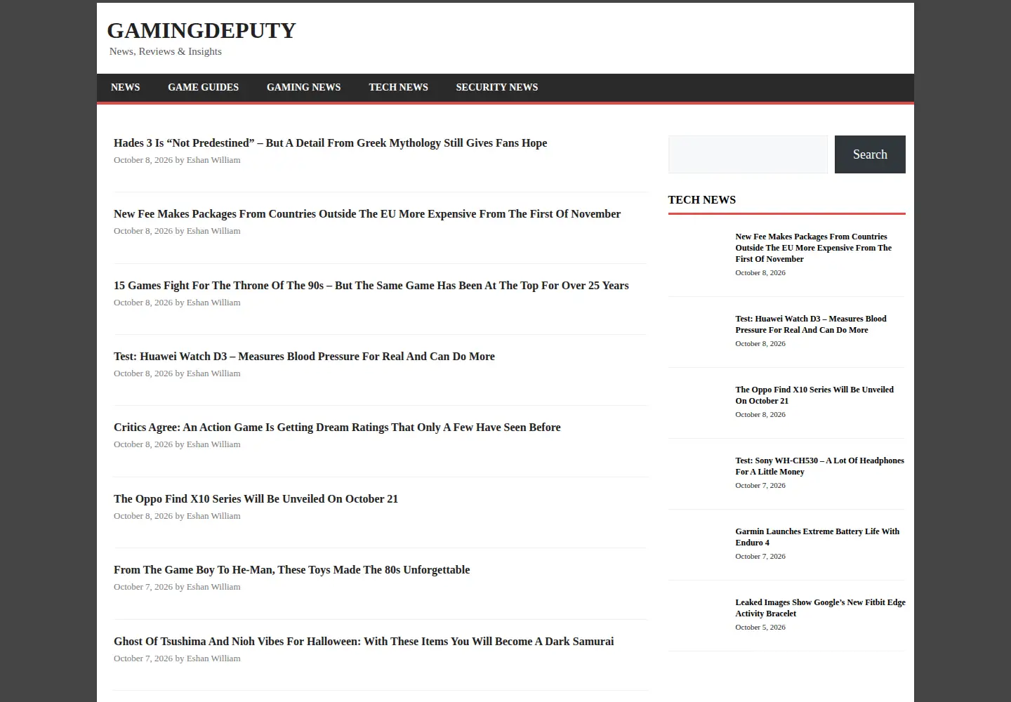 Screenshot of gamingdeputy.com