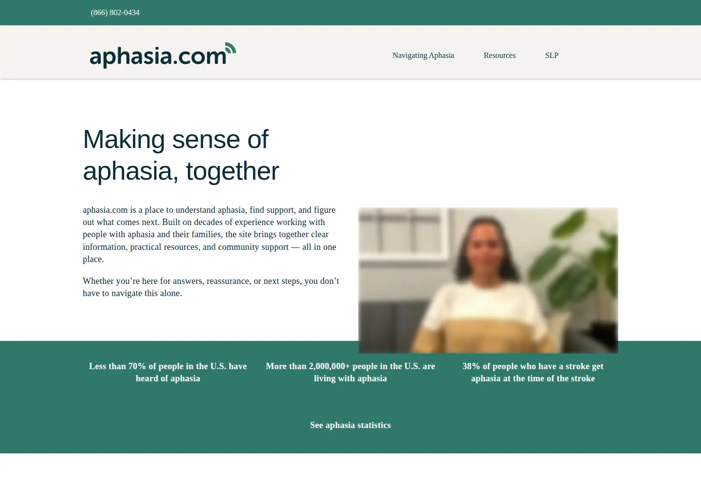 Captured homepage of aphasia.com in the current scan
