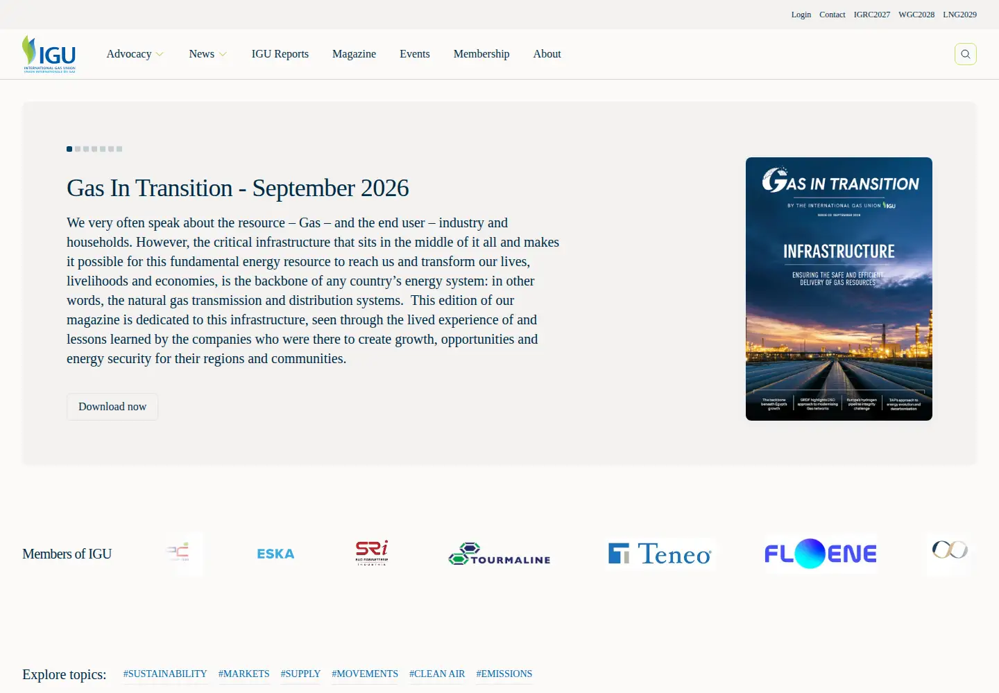Captured homepage of igu.org in the current scan