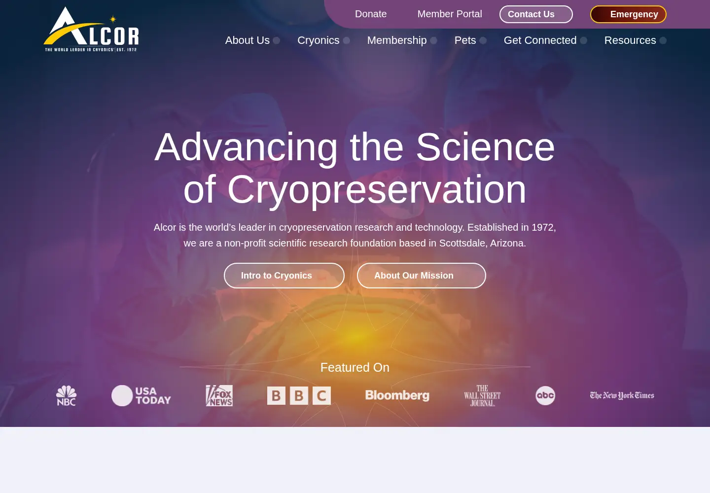 Screenshot of alcor.org