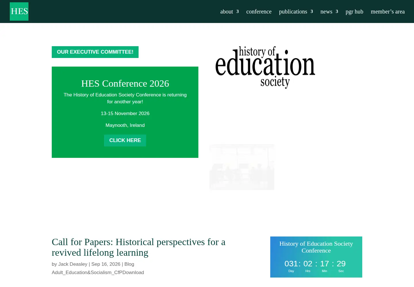 Captured homepage of historyofeducation.org.uk in the current scan
