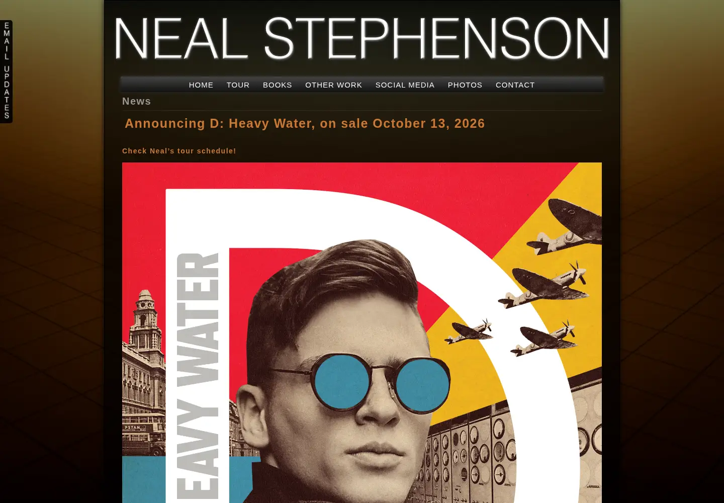 Captured homepage of nealstephenson.com in the current scan