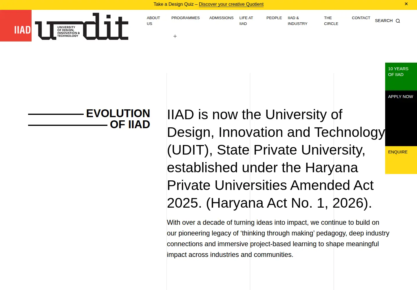 Screenshot of iiad.edu.in