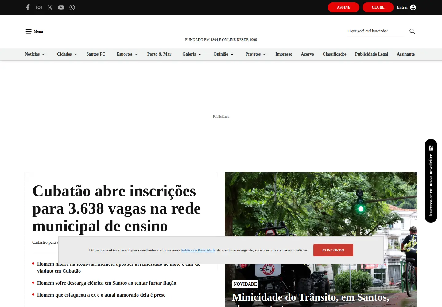 Captured homepage of atribuna.com.br in the current scan