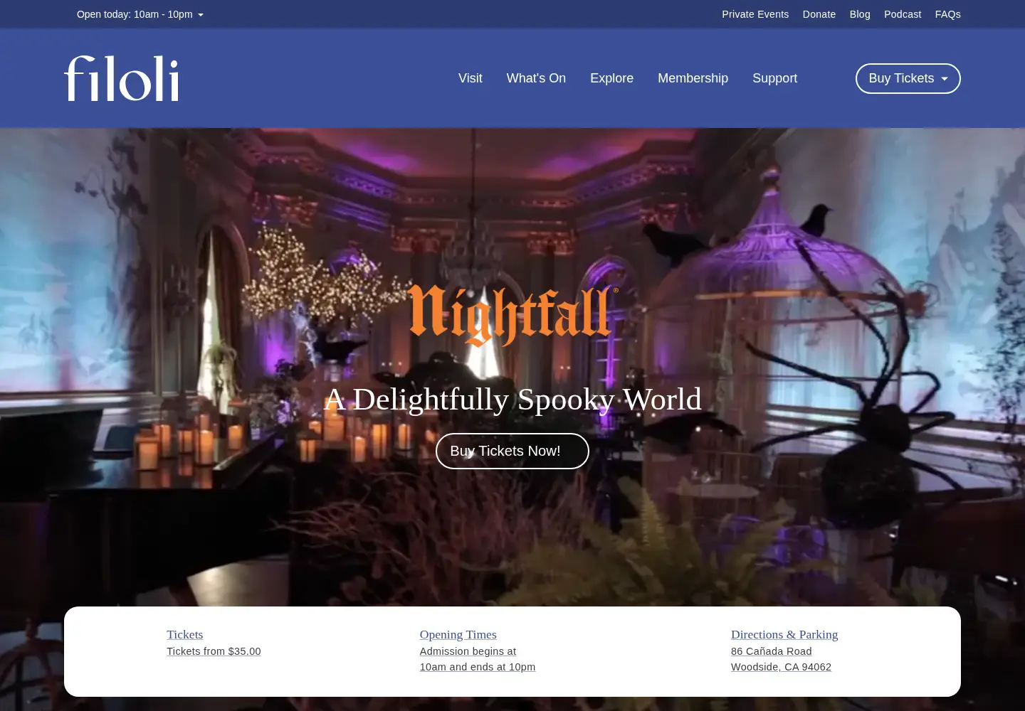 Captured homepage of filoli.org in the current scan