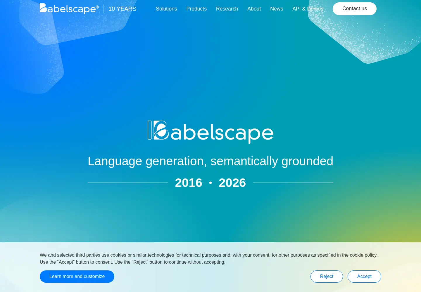 Captured homepage of babelscape.com in the current scan