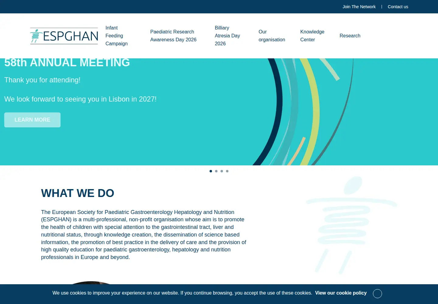 Captured homepage of espghan.org in the current scan
