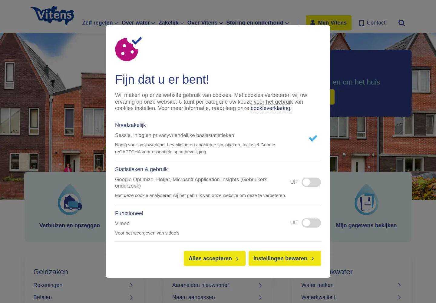 Captured homepage of vitens.nl in the current scan