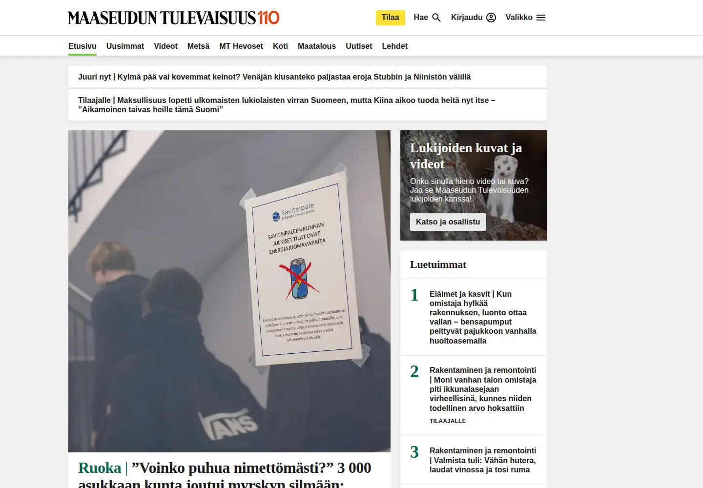 Screenshot of maaseuduntulevaisuus.fi