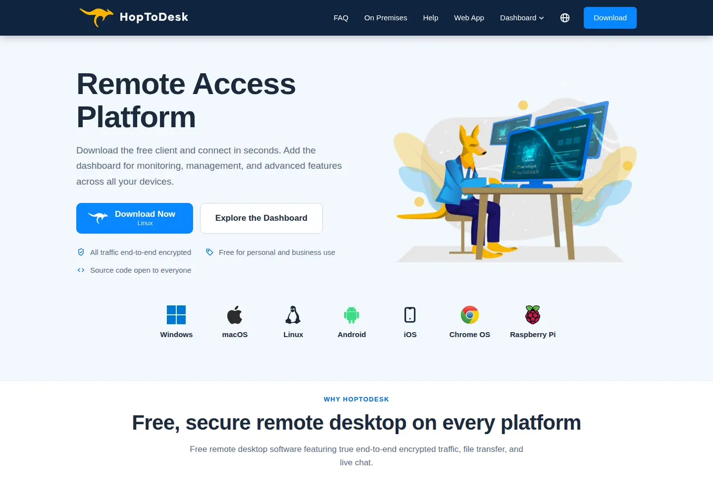 Screenshot of hoptodesk.com