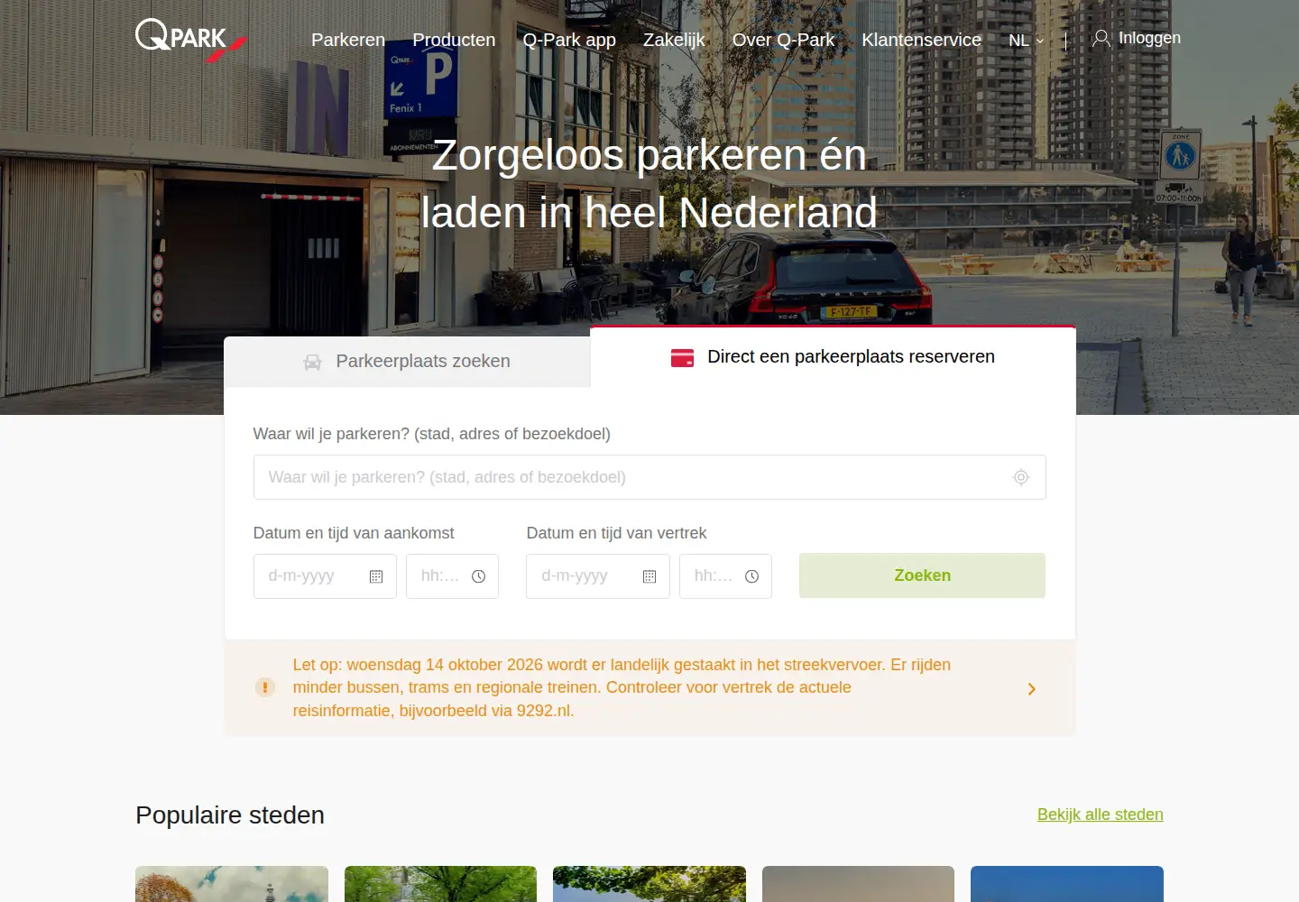 Captured homepage of q-park.nl in the current scan