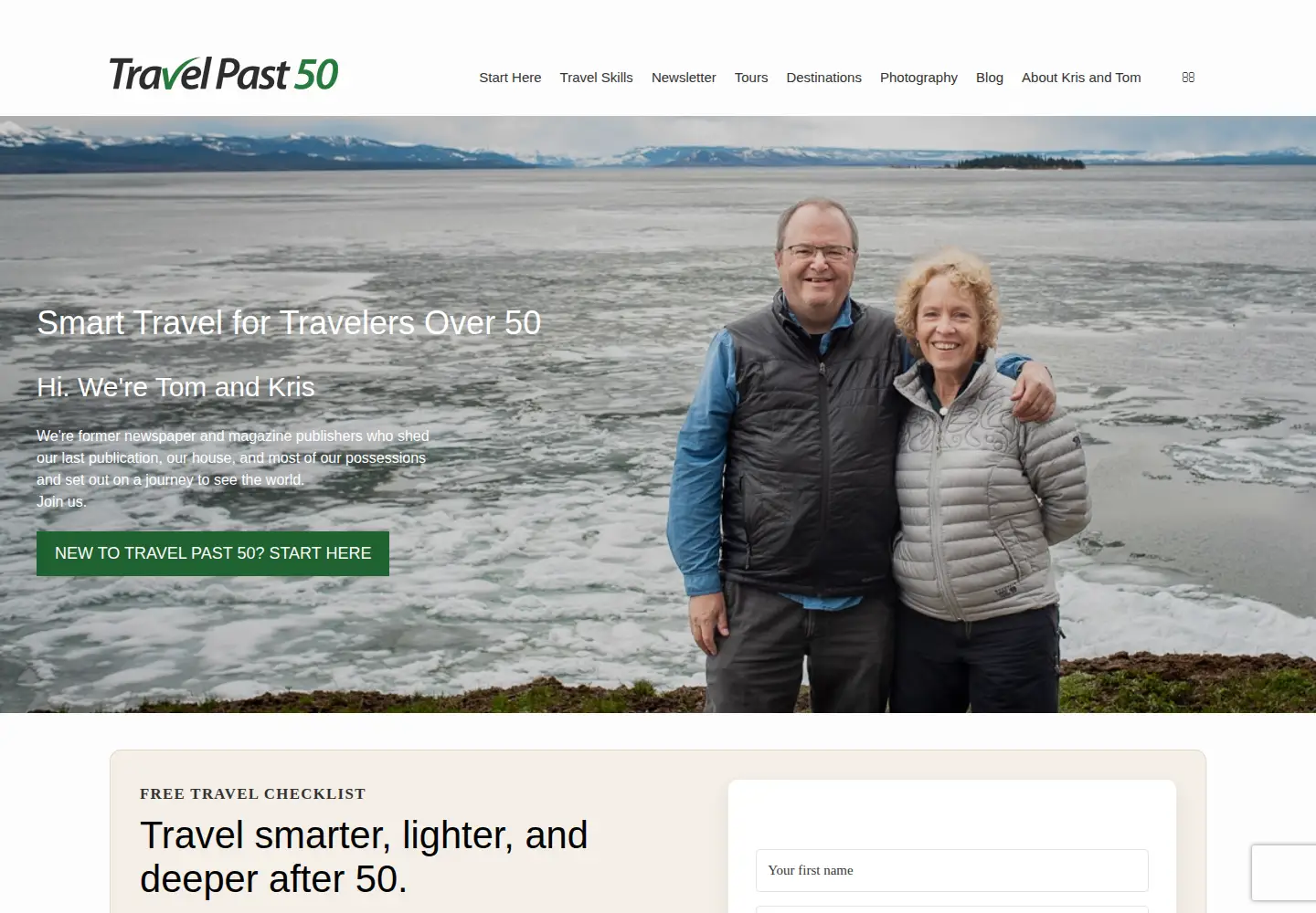 Screenshot of travelpast50.com