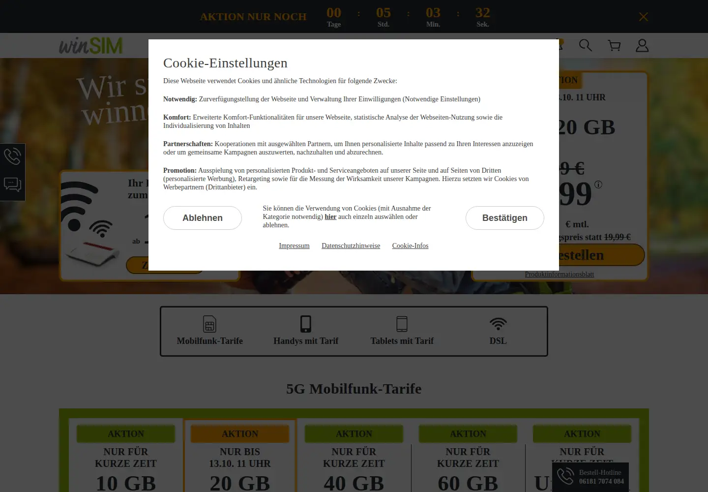 Screenshot of winsim.de