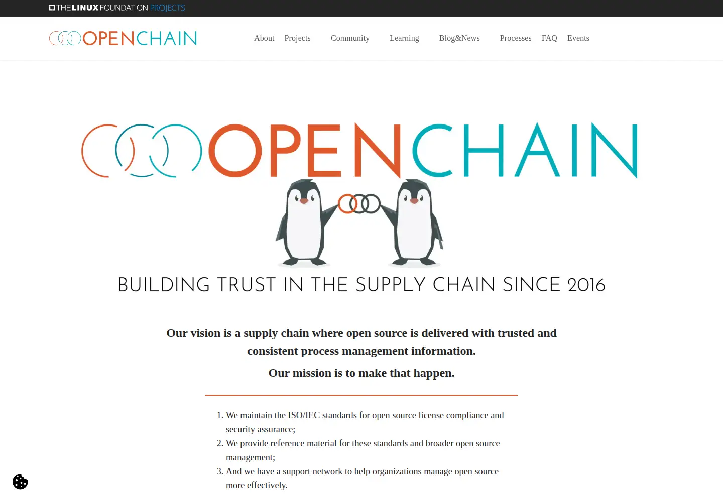 Captured homepage of openchainproject.org in the current scan