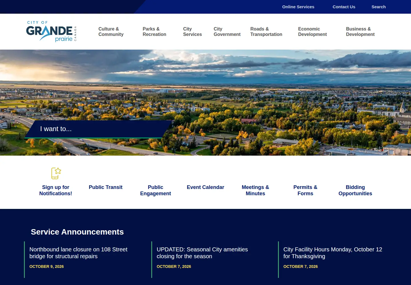 Captured homepage of cityofgp.com in the current scan