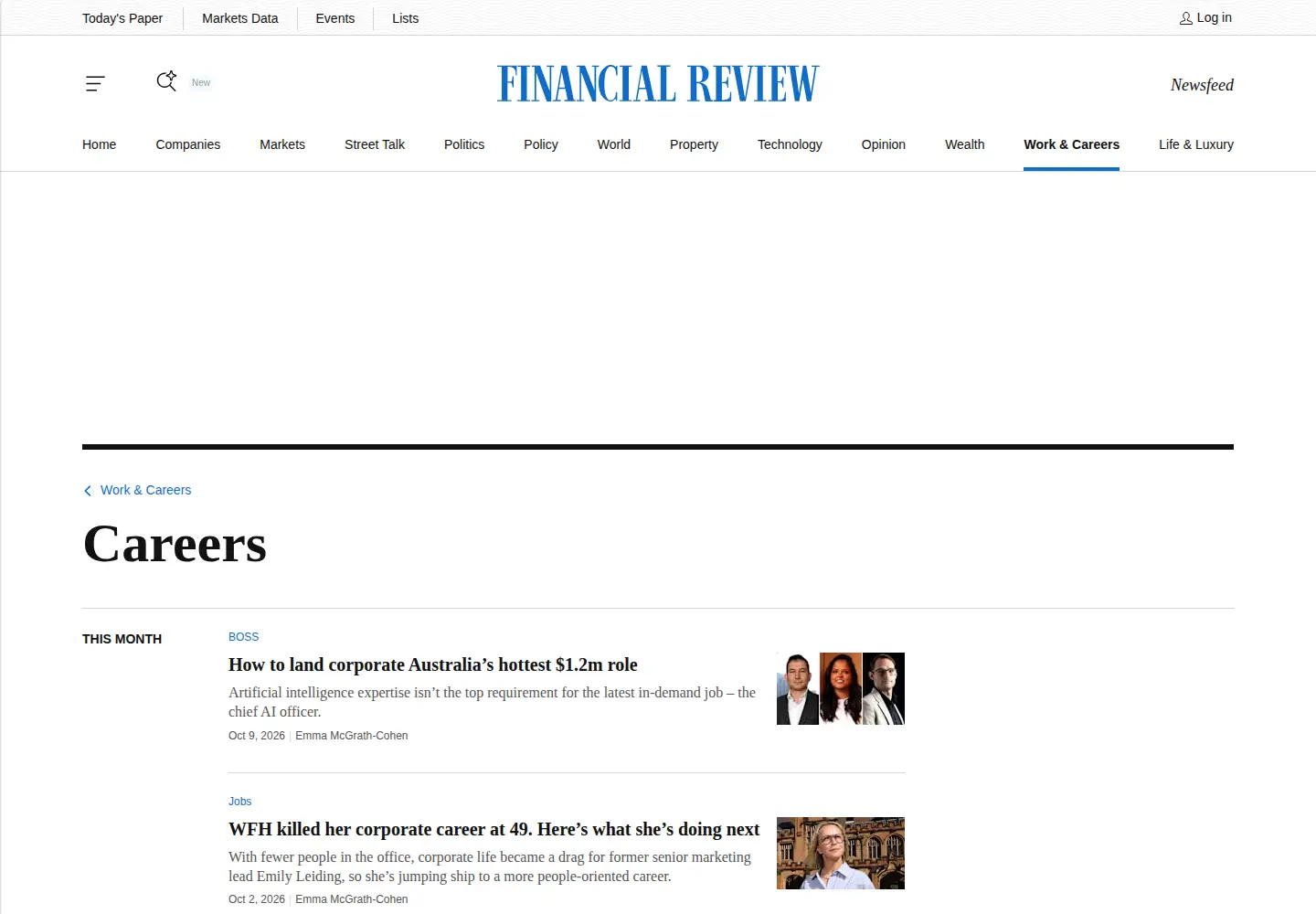Captured homepage of brw.com.au in the current scan